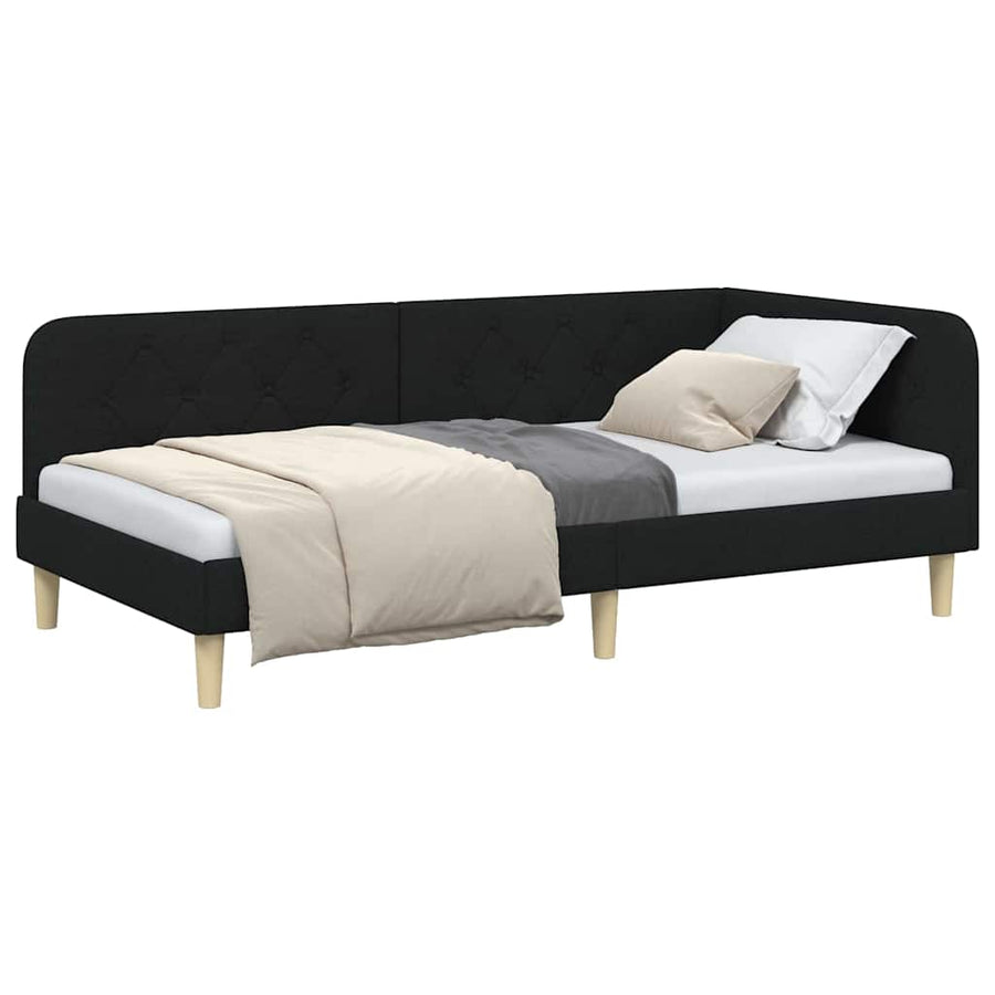 Hoekbedframe met hoofdeinde Zwart 100 x 200 cm Stof
