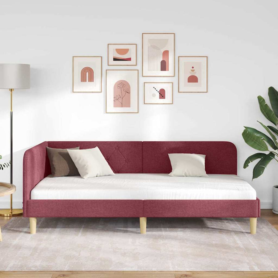 Hoekbedframe met hoofdeinde Wijnrood 100 x 200 cm Stof