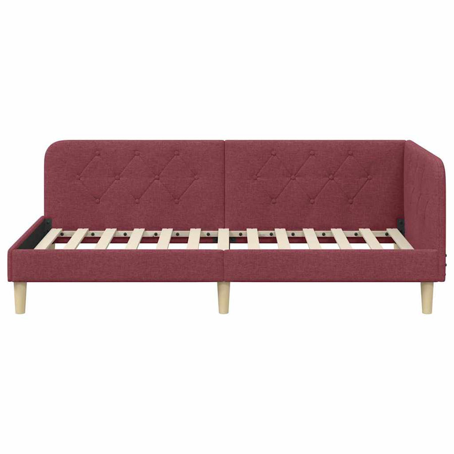 Hoekbedframe met hoofdeinde Wijnrood 100 x 200 cm Stof