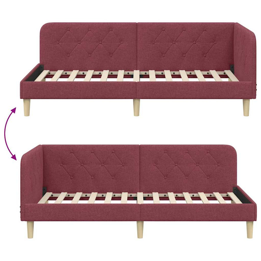 Hoekbedframe met hoofdeinde Wijnrood 100 x 200 cm Stof