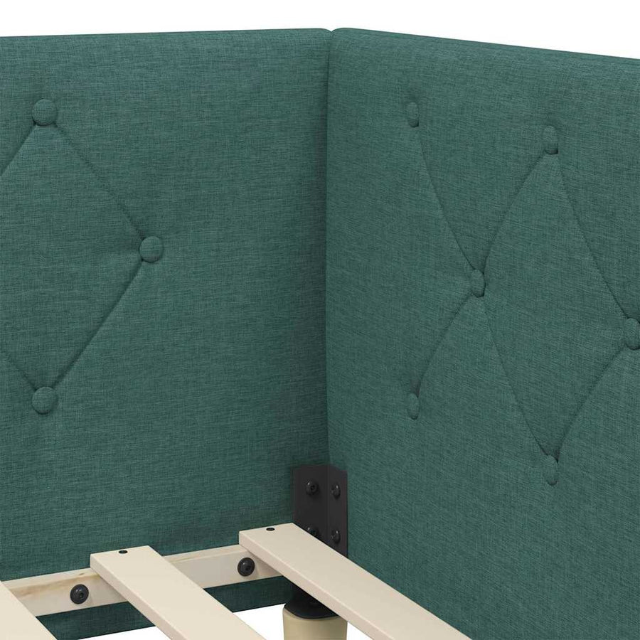 Hoekbedframe met hoofdeinde Donkergroen 100 x 200 cm Stof