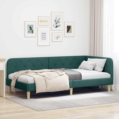 Hoekbedframe met hoofdeinde Donkergroen 100 x 200 cm Stof