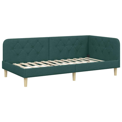 Hoekbedframe met hoofdeinde Donkergroen 100 x 200 cm Stof