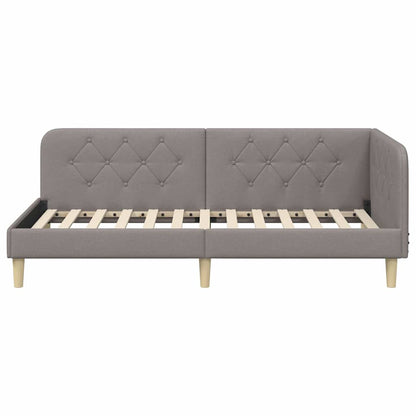 Hoekbedframe met hoofdeinde Taupe 100 x 200 cm Stof
