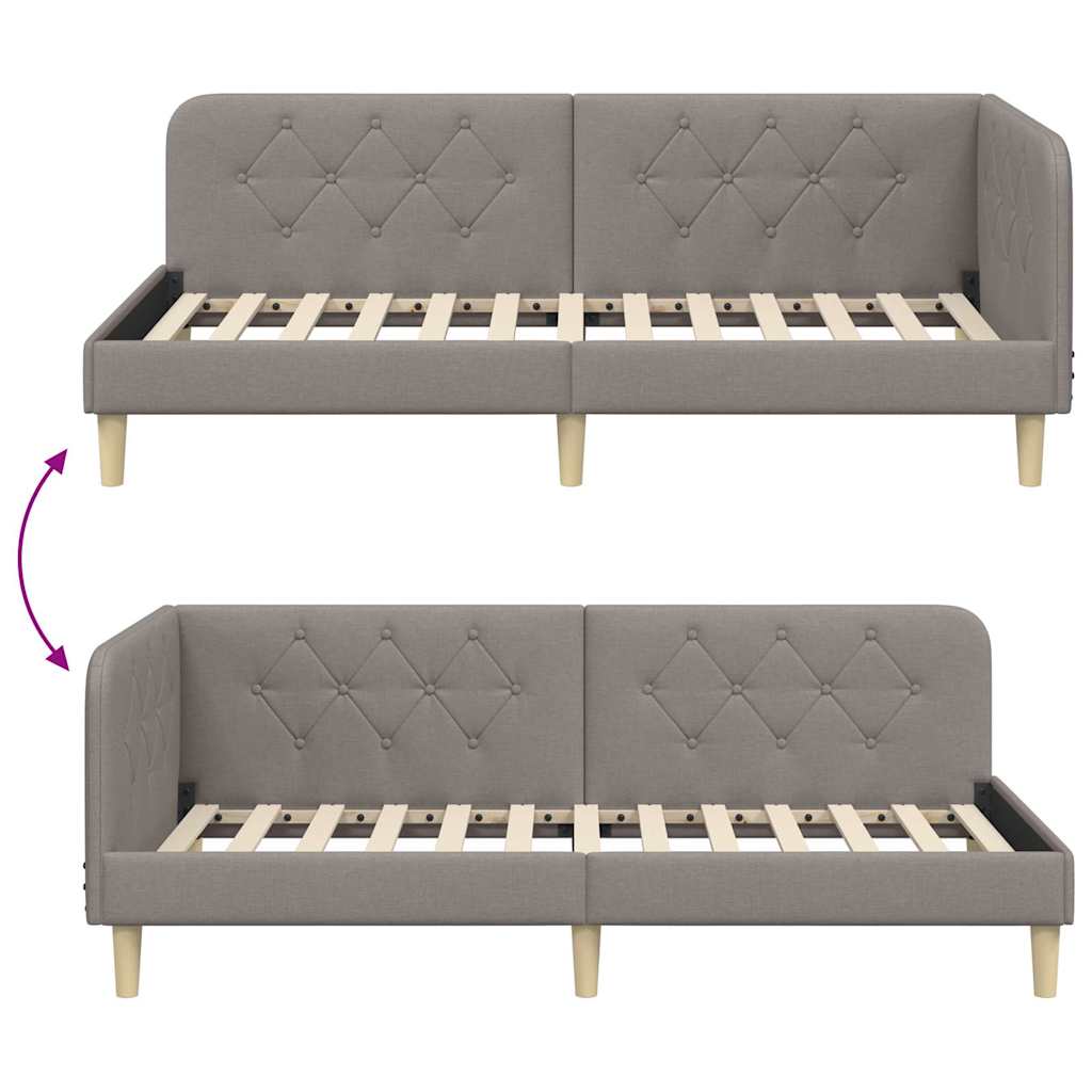 Hoekbedframe met hoofdeinde Taupe 100 x 200 cm Stof