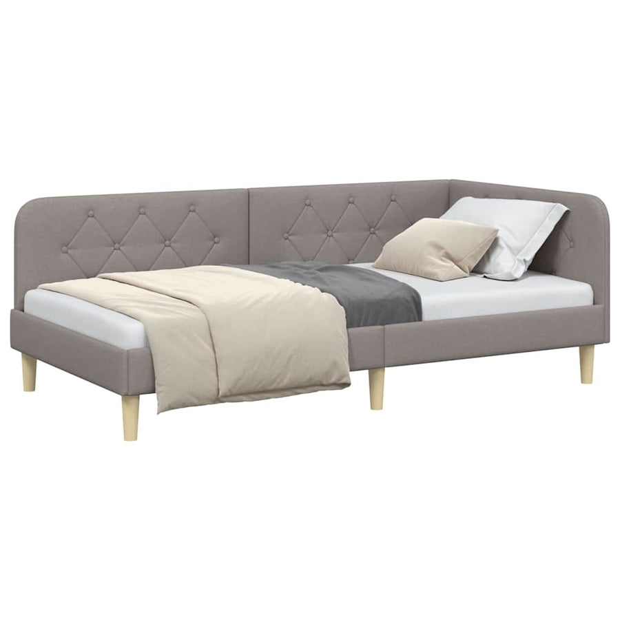 Hoekbedframe met hoofdeinde Taupe 100 x 200 cm Stof