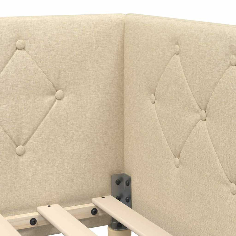 Hoekbedframe met hoofdeinde Crème 100 x 200 cm Stof