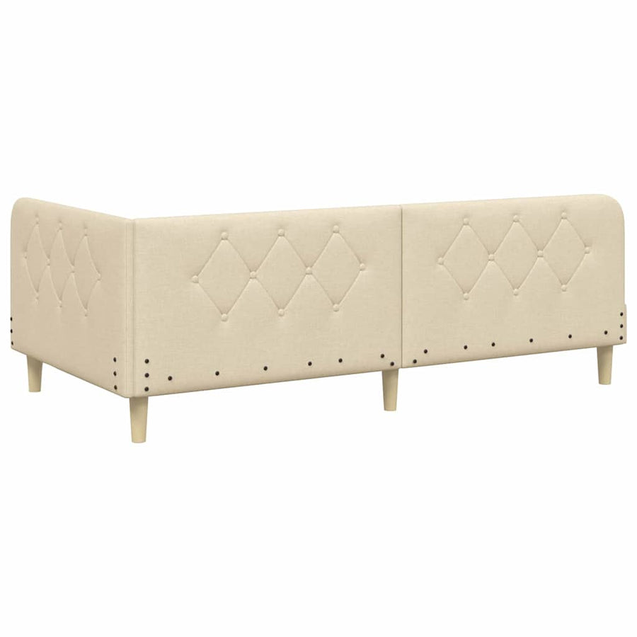Hoekbedframe met hoofdeinde Crème 100 x 200 cm Stof