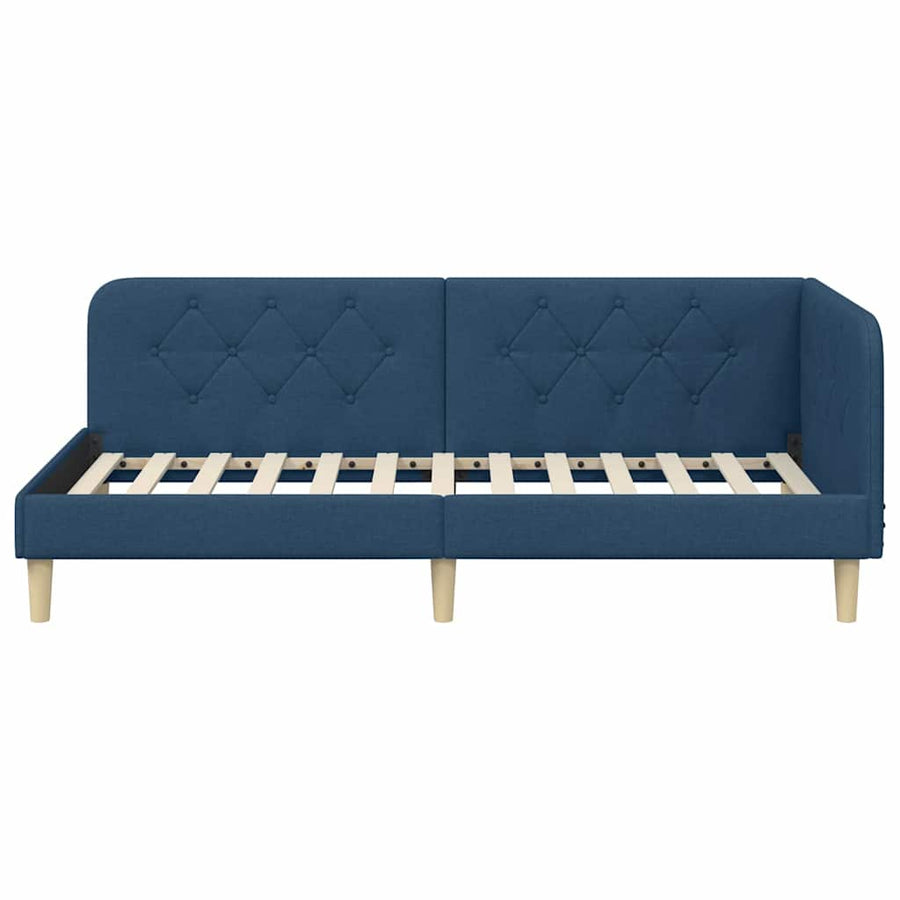Hoekbedframe met hoofdeinde Blauw 100 x 200 cm Stof