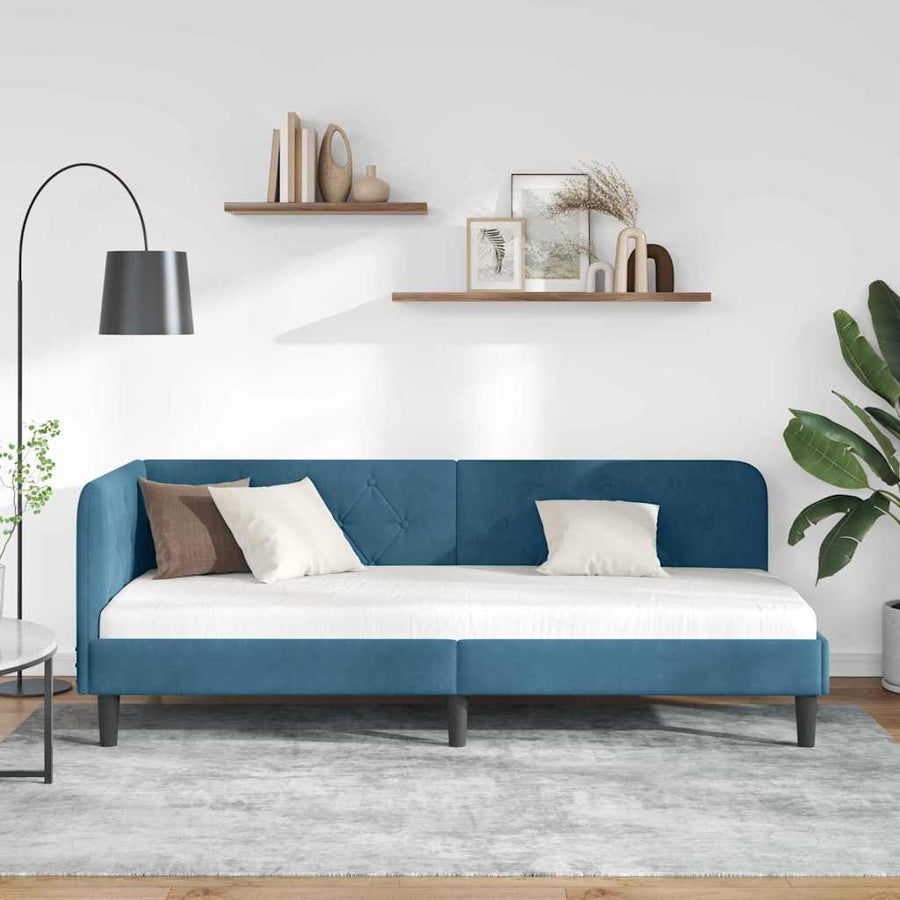 Hoekbedframe met hoofdeinde Blauw 80 x 200 cm Fluweel