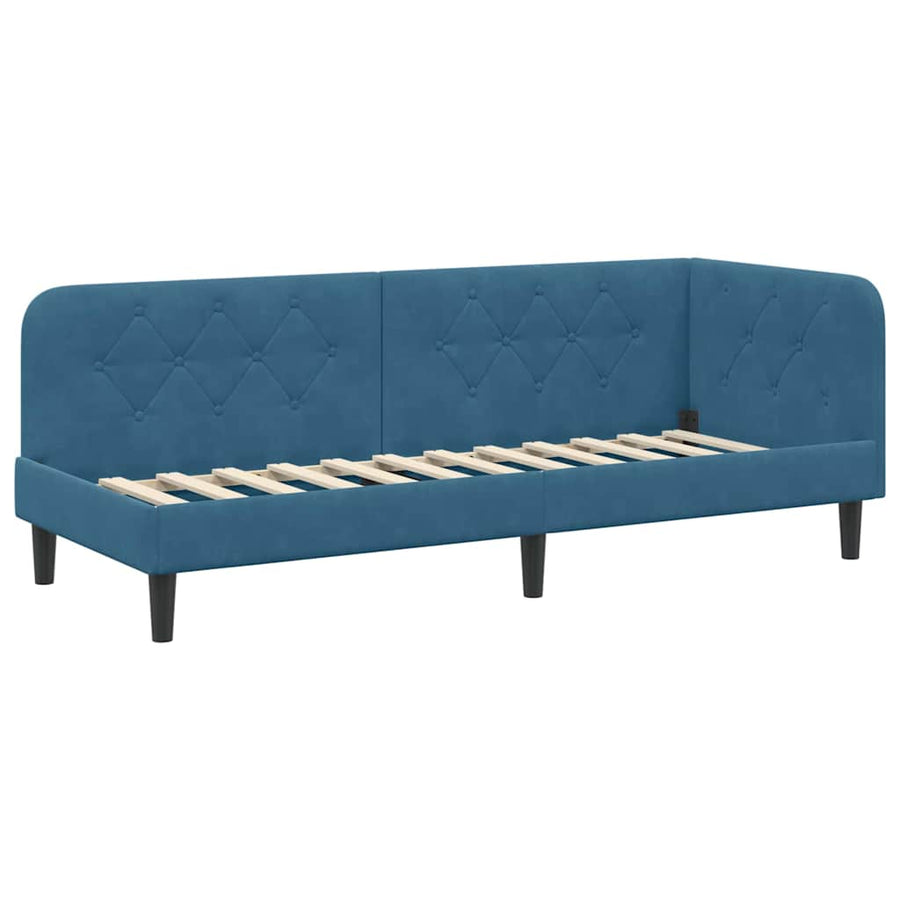 Hoekbedframe met hoofdeinde Blauw 80 x 200 cm Fluweel