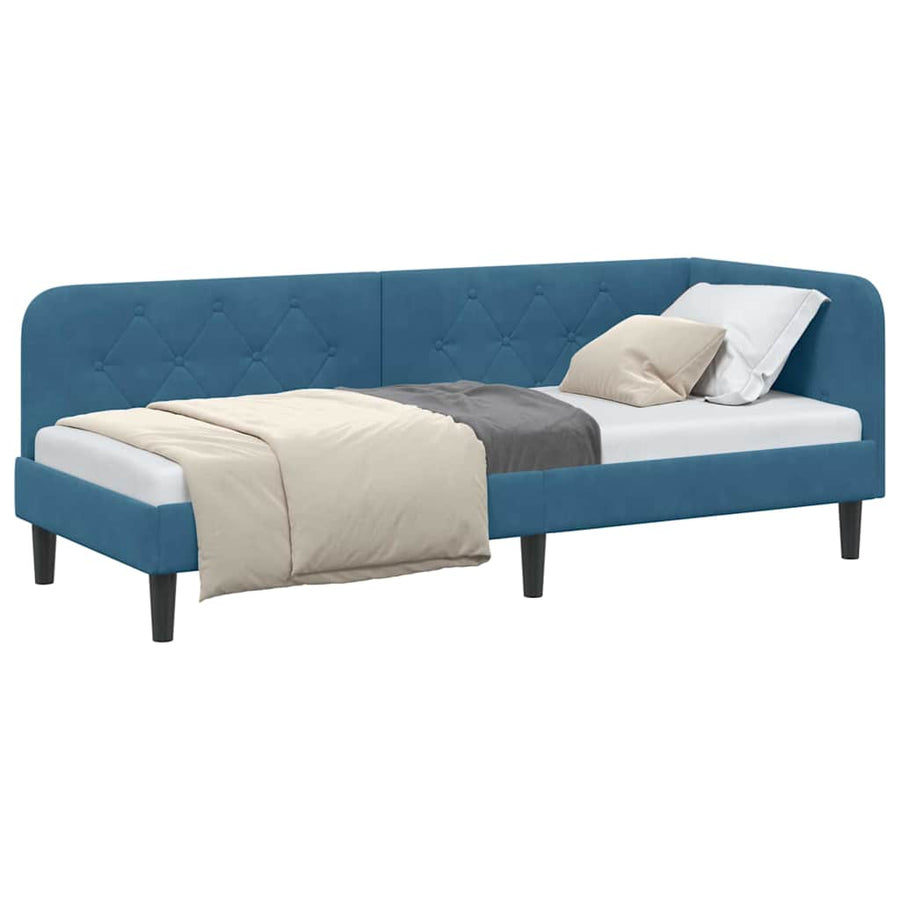 Hoekbedframe met hoofdeinde Blauw 80 x 200 cm Fluweel