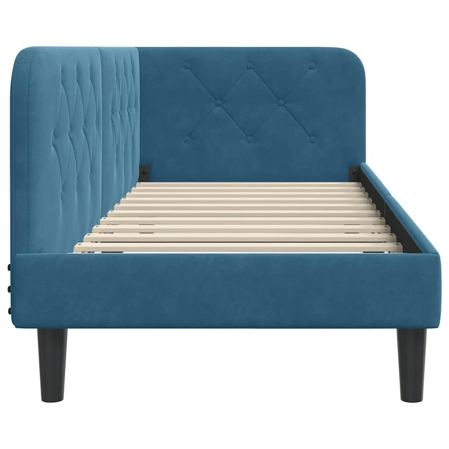 Hoekbedframe met hoofdeinde Blauw 80 x 200 cm Fluweel