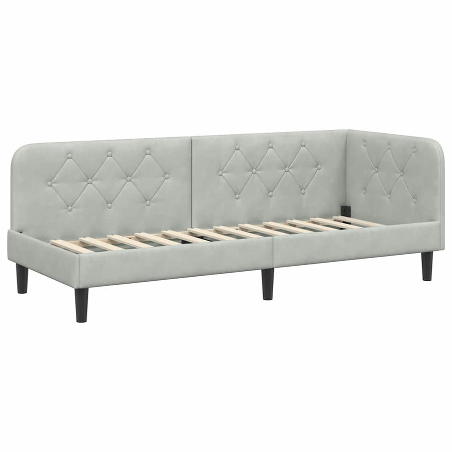 Hoekbedframe met hoofdeinde Lichtgrijs 80 x 200 cm Fluweel