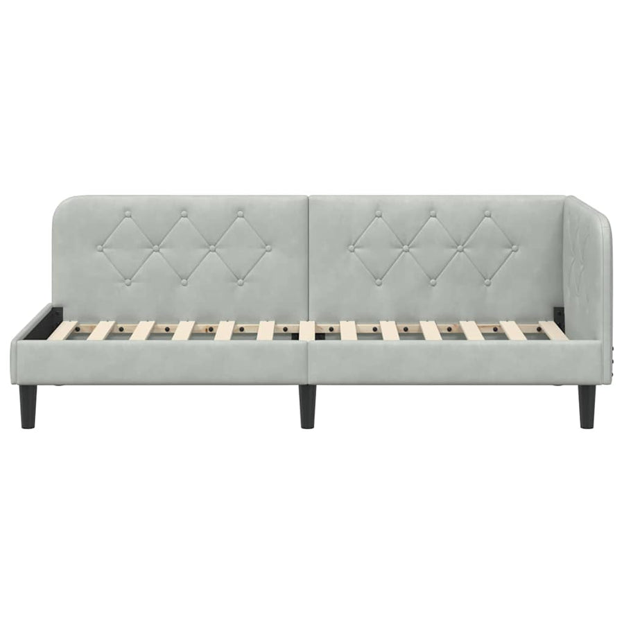 Hoekbedframe met hoofdeinde Lichtgrijs 80 x 200 cm Fluweel