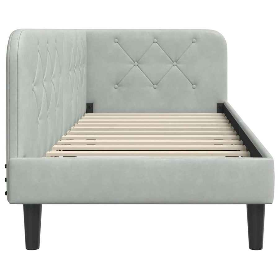 Hoekbedframe met hoofdeinde Lichtgrijs 80 x 200 cm Fluweel