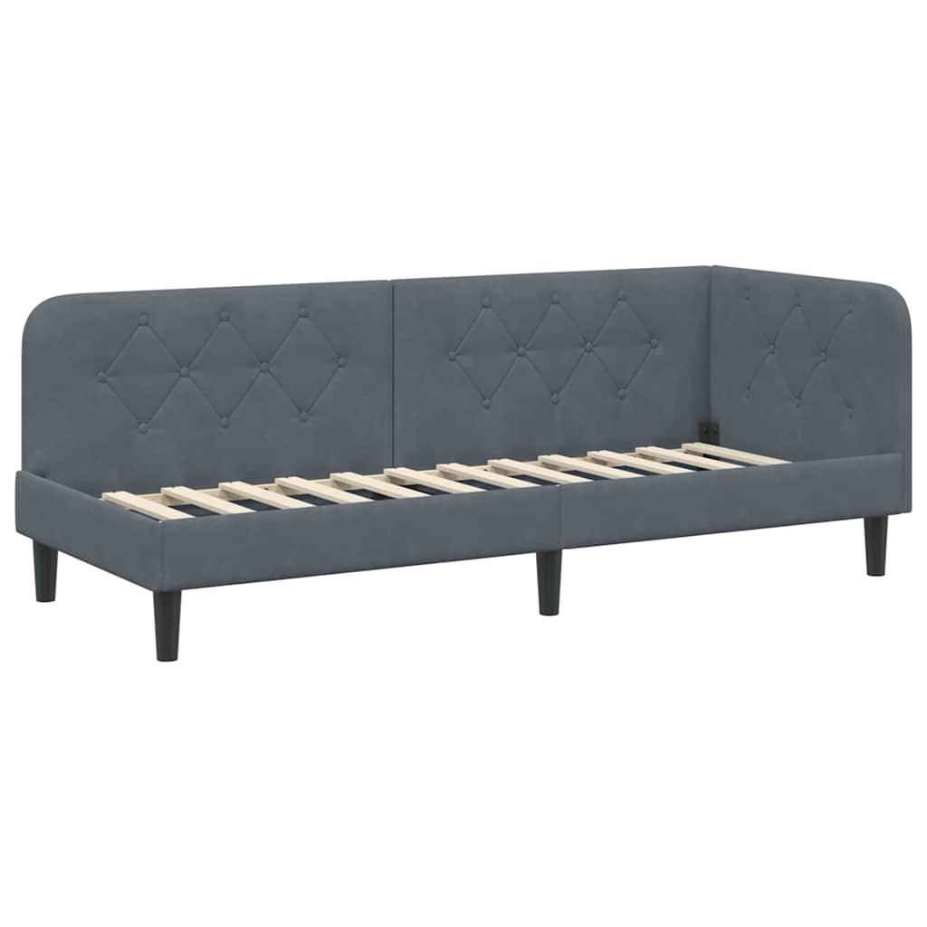 Hoekbedframe met hoofdeinde Donkergrijs 80 x 200 cm Fluweel