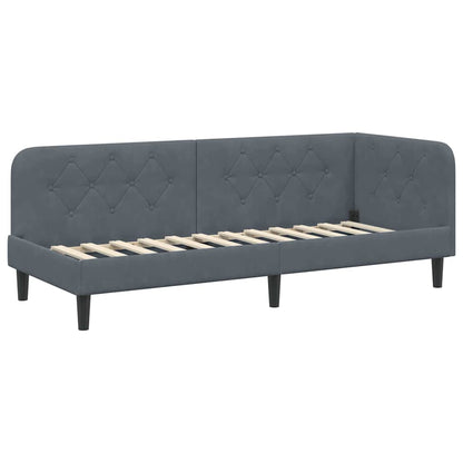 Hoekbedframe met hoofdeinde Donkergrijs 80 x 200 cm Fluweel