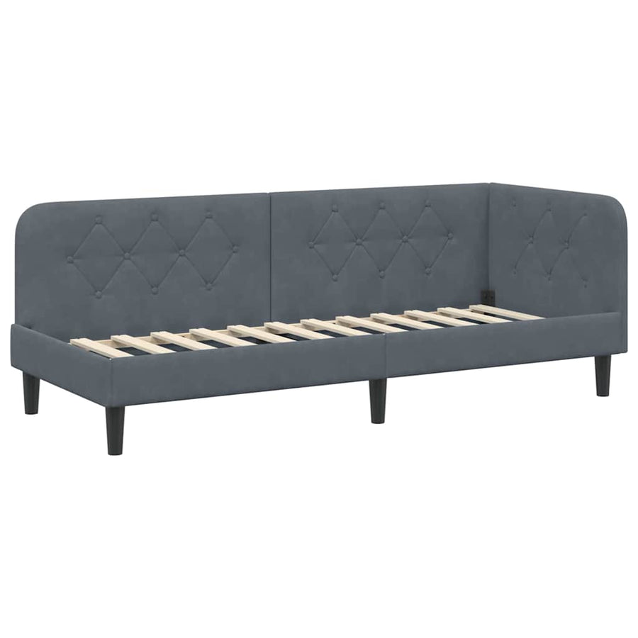 Hoekbedframe met hoofdeinde Donkergrijs 80 x 200 cm Fluweel
