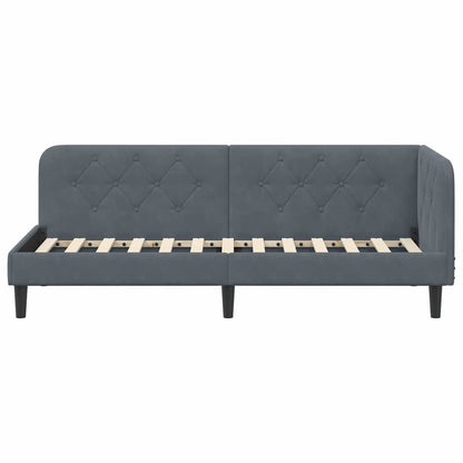 Hoekbedframe met hoofdeinde Donkergrijs 80 x 200 cm Fluweel