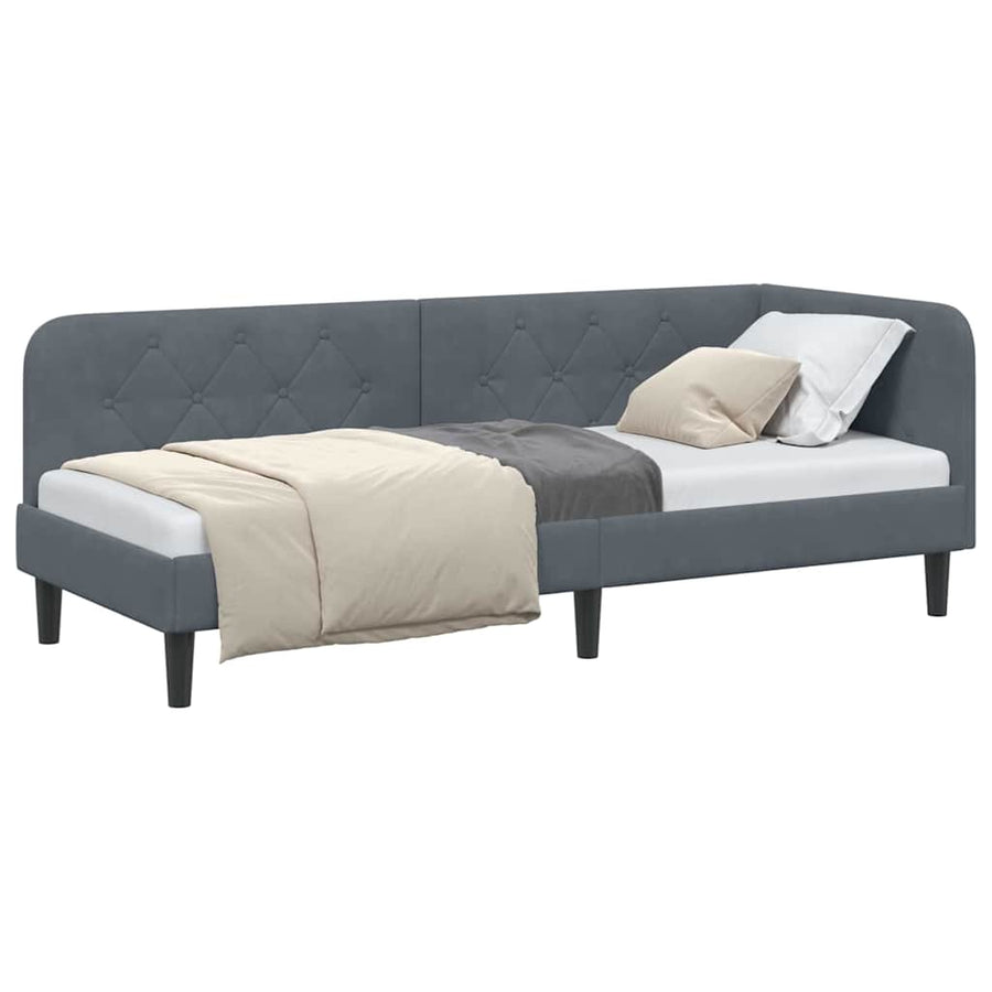 Hoekbedframe met hoofdeinde Donkergrijs 80 x 200 cm Fluweel