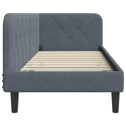 Hoekbedframe met hoofdeinde Donkergrijs 80 x 200 cm Fluweel