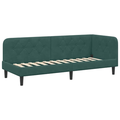 Hoekbedframe met hoofdeinde Donkergroen 80 x 200 cm Fluweel