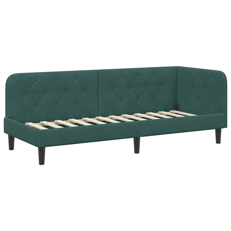 Hoekbedframe met hoofdeinde Donkergroen 80 x 200 cm Fluweel