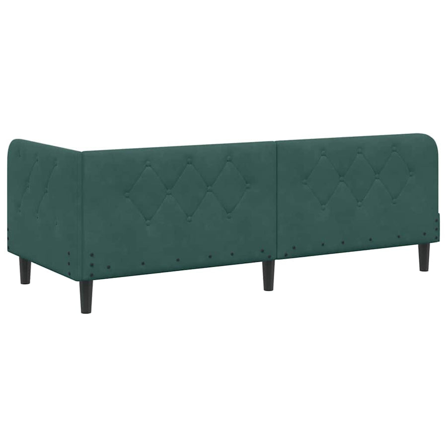 Hoekbedframe met hoofdeinde Donkergroen 80 x 200 cm Fluweel