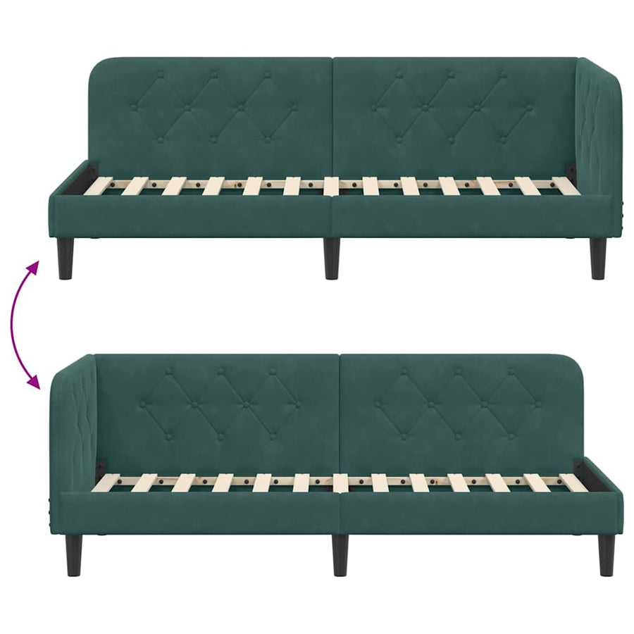Hoekbedframe met hoofdeinde Donkergroen 80 x 200 cm Fluweel
