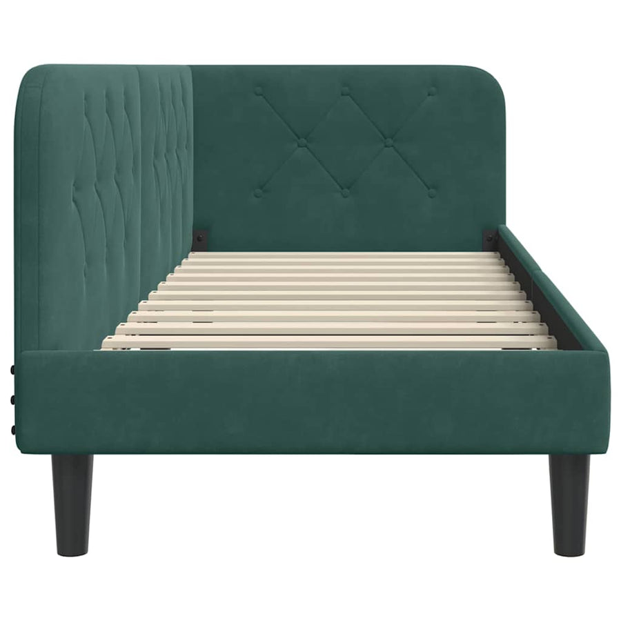 Hoekbedframe met hoofdeinde Donkergroen 80 x 200 cm Fluweel