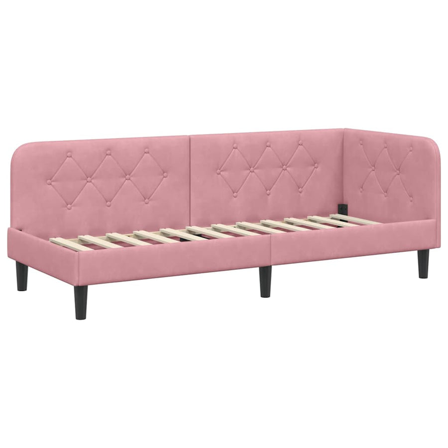 Hoekbedframe met hoofdeinde Roze 80 x 200 cm Fluweel