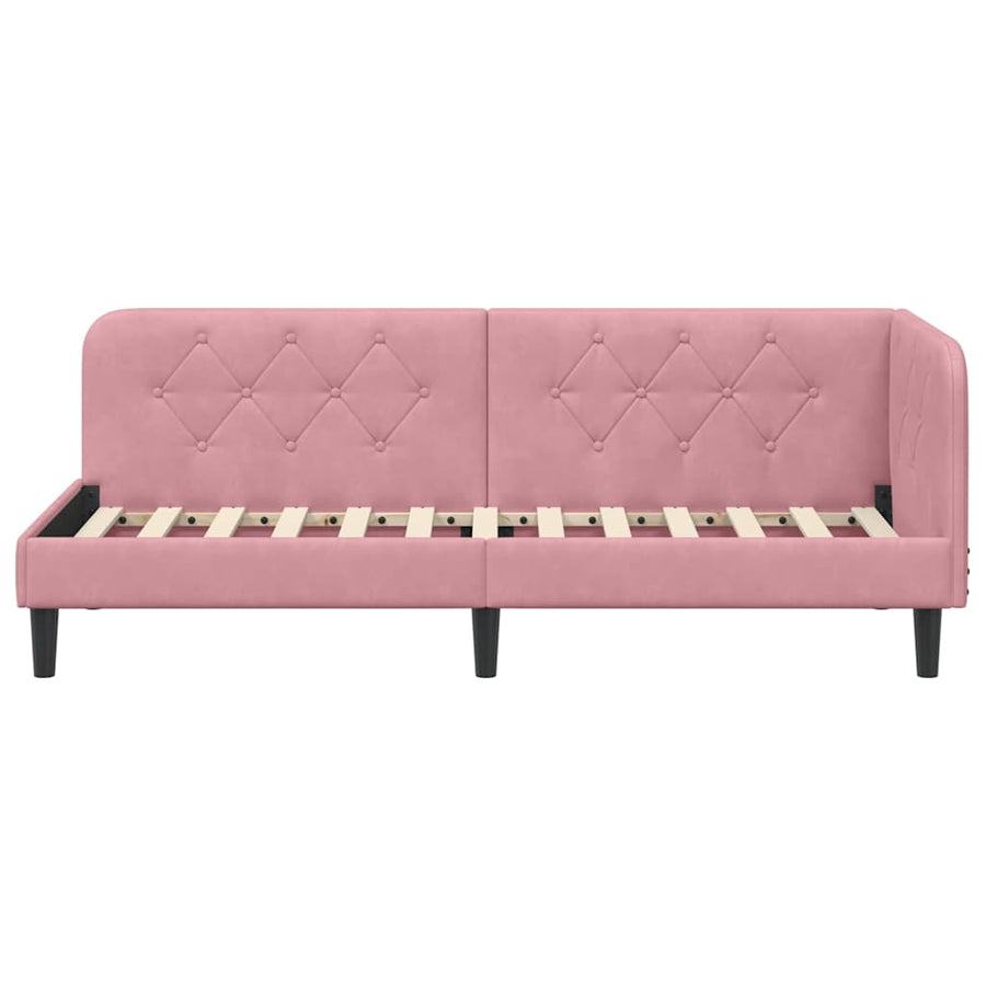 Hoekbedframe met hoofdeinde Roze 80 x 200 cm Fluweel