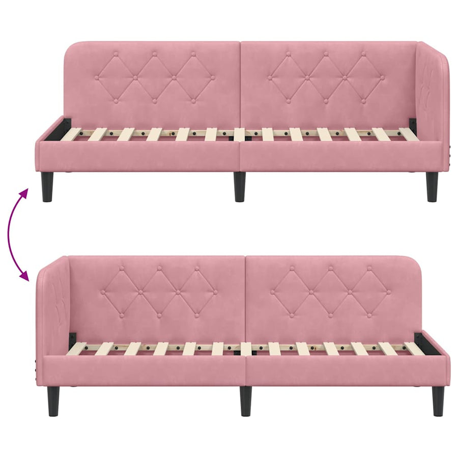 Hoekbedframe met hoofdeinde Roze 80 x 200 cm Fluweel