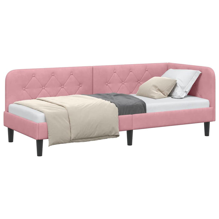Hoekbedframe met hoofdeinde Roze 80 x 200 cm Fluweel