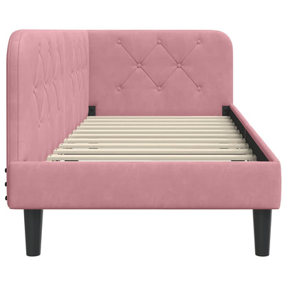 Hoekbedframe met hoofdeinde Roze 80 x 200 cm Fluweel
