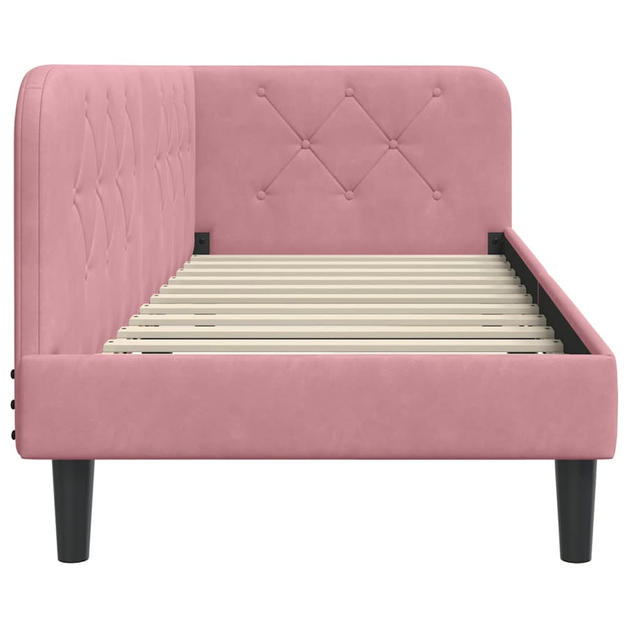 Hoekbedframe met hoofdeinde Roze 80 x 200 cm Fluweel