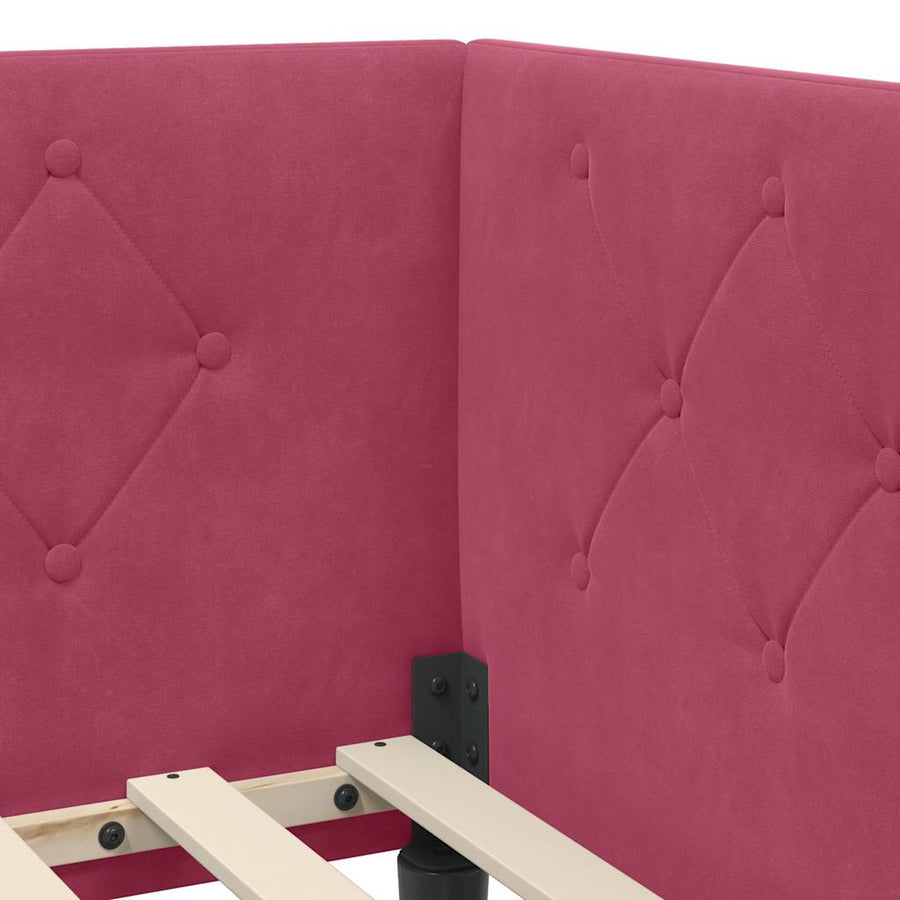 Hoekbedframe met hoofdeinde Wijnrood 80 x 200 cm Fluweel