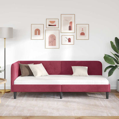 Hoekbedframe met hoofdeinde Wijnrood 80 x 200 cm Fluweel