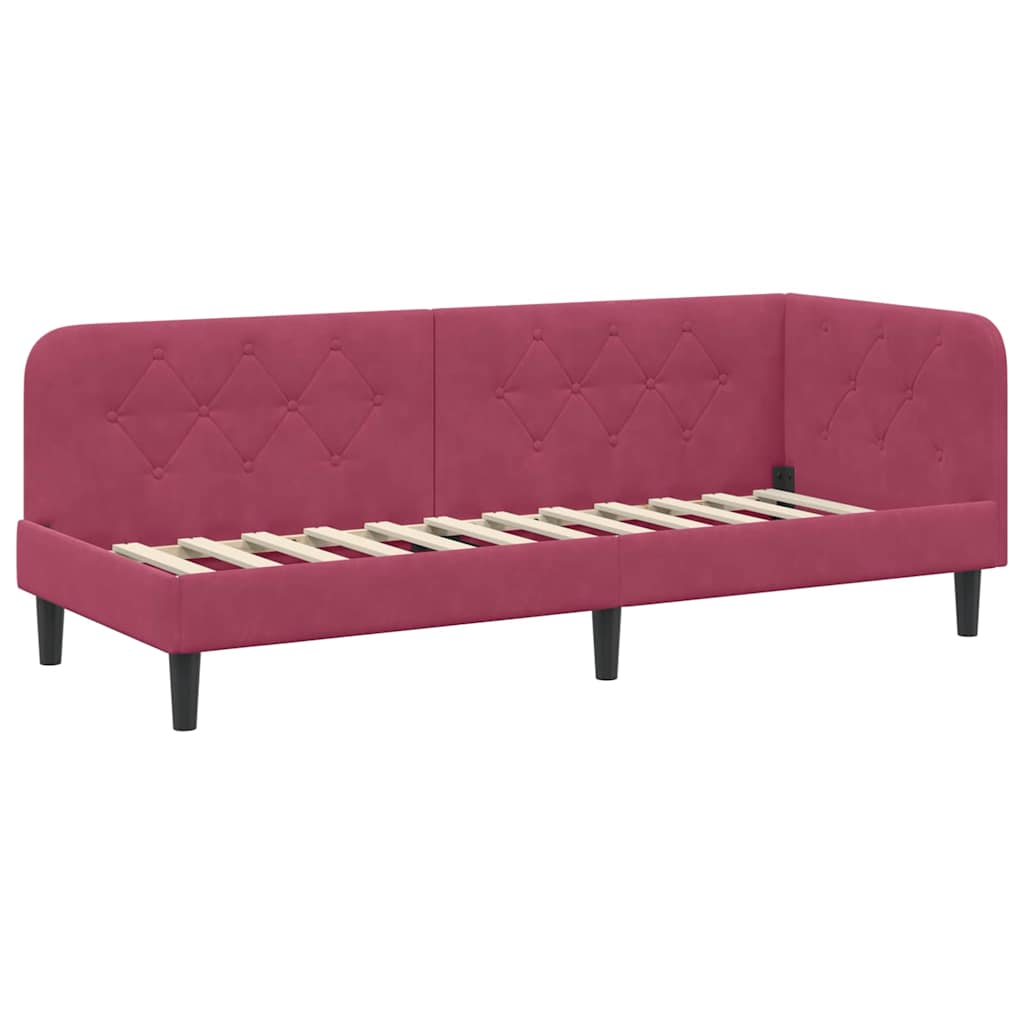 Hoekbedframe met hoofdeinde Wijnrood 80 x 200 cm Fluweel