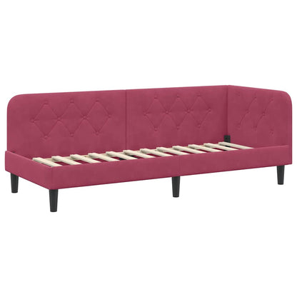 Hoekbedframe met hoofdeinde Wijnrood 80 x 200 cm Fluweel