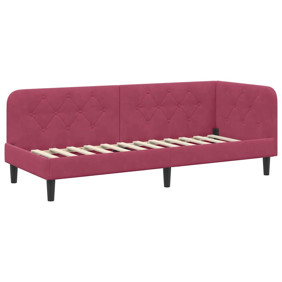 Hoekbedframe met hoofdeinde Wijnrood 80 x 200 cm Fluweel
