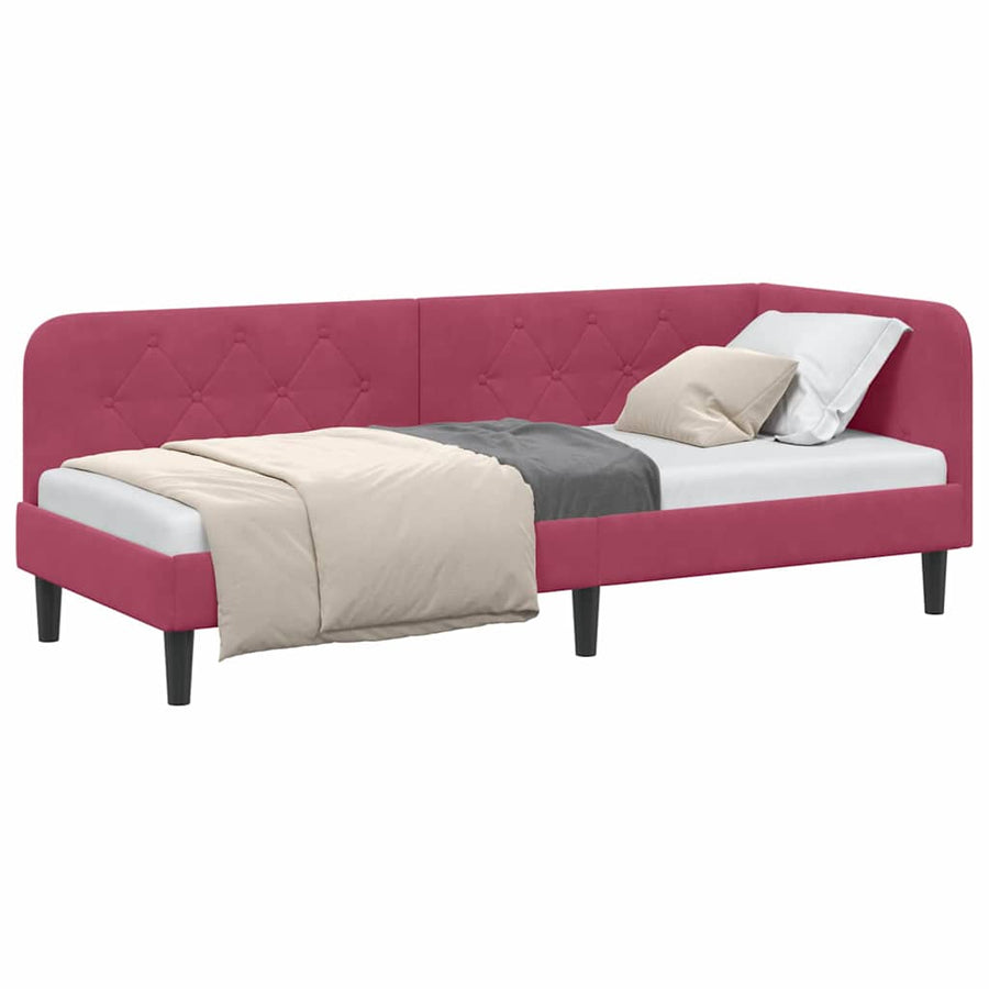 Hoekbedframe met hoofdeinde Wijnrood 80 x 200 cm Fluweel