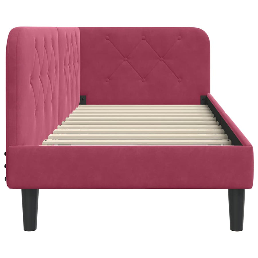Hoekbedframe met hoofdeinde Wijnrood 80 x 200 cm Fluweel