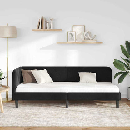Hoekbedframe met hoofdeinde Zwart 80 x 200 cm Fluweel