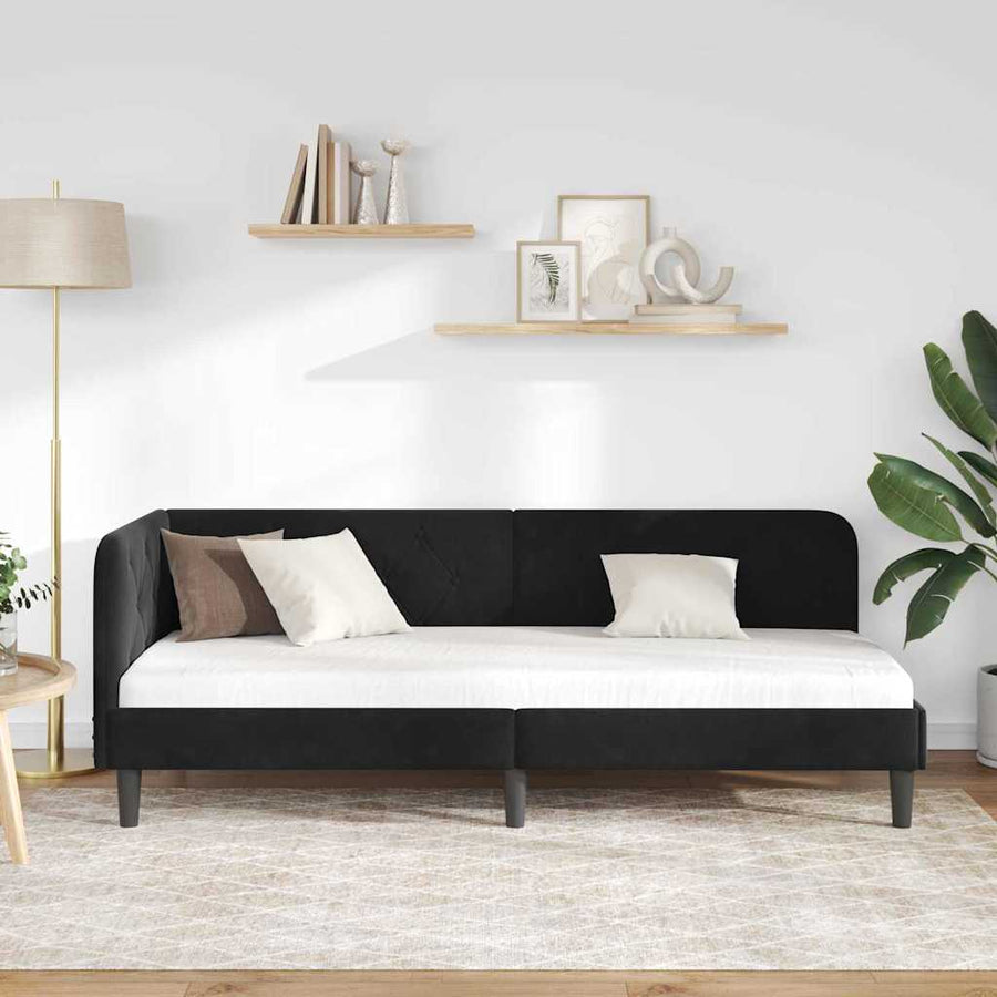 Hoekbedframe met hoofdeinde Zwart 80 x 200 cm Fluweel