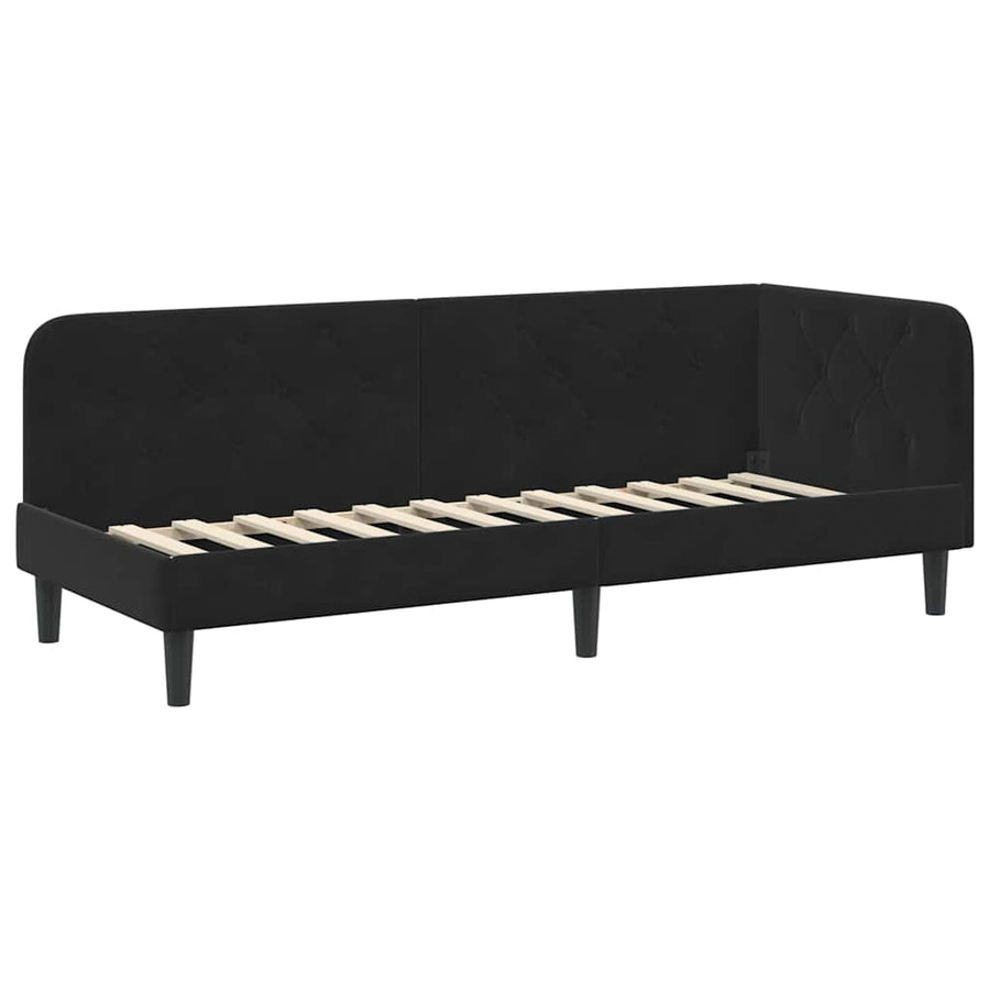 Hoekbedframe met hoofdeinde Zwart 80 x 200 cm Fluweel