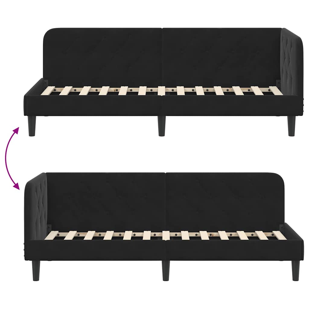 Hoekbedframe met hoofdeinde Zwart 80 x 200 cm Fluweel