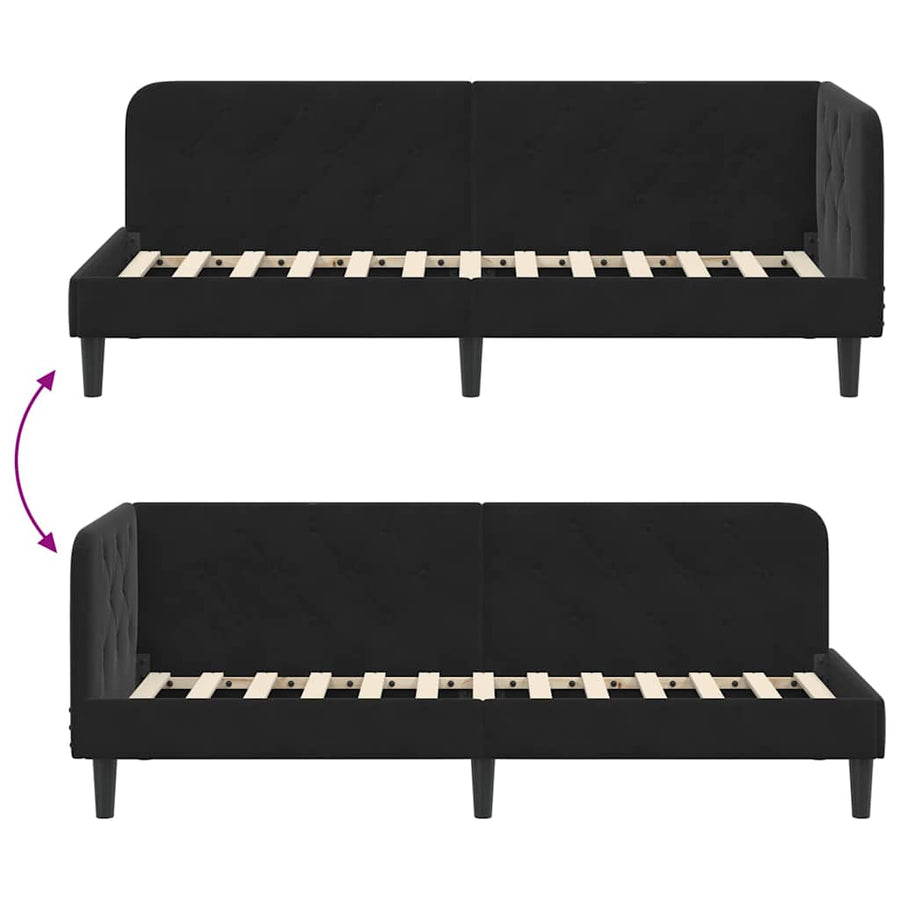 Hoekbedframe met hoofdeinde Zwart 80 x 200 cm Fluweel