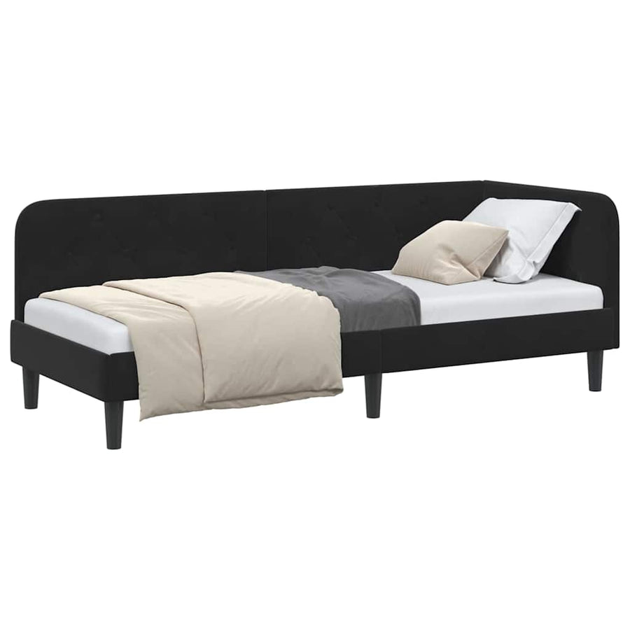 Hoekbedframe met hoofdeinde Zwart 80 x 200 cm Fluweel